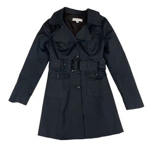 New York & Company Trench Coat Black Rain Coat Women's Small